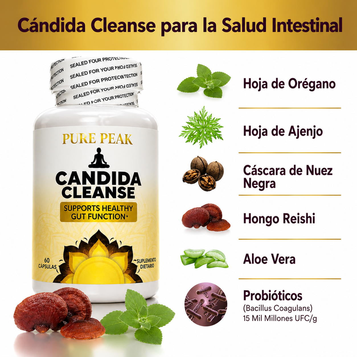 Candida Cleanse, Pure Peak, 60 caps.