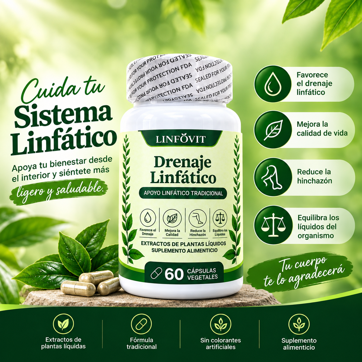 Linfovit™ DRENAJE LINFÁTICO (60 CAPS)