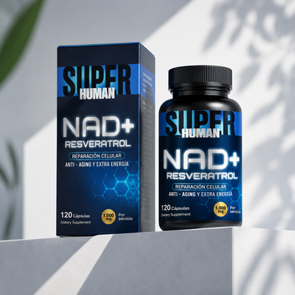 NAD + Resveratrol - Cápsulas de Reparación Celular Antienvejecimiento y Energía Extra.